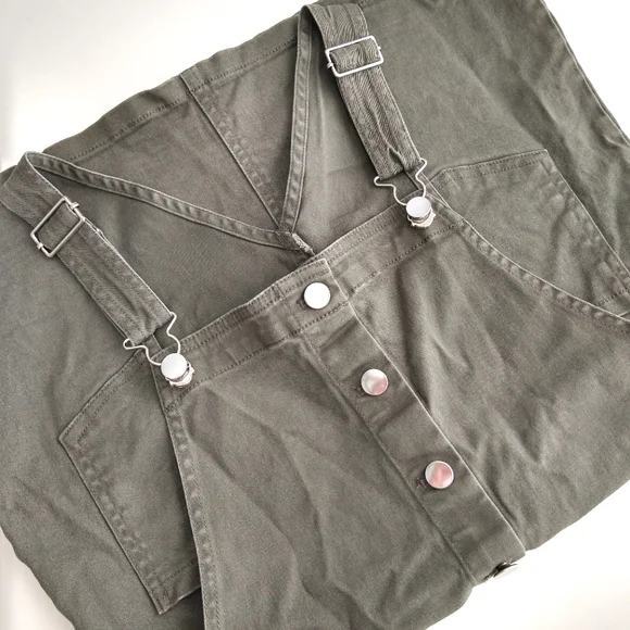 Forever 21 | Dresses | Army Green Overall Dress Olive Green Jumper Dress  Forever 2 Girls 1314 | Poshmark